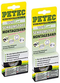 2x Doppelseitiges Klebeband Zierleisten Montageband 12mm Petec Schaumstoff Tape