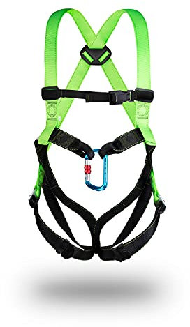 FLG Safetytec® Auffanggurt mit Aluminium Schraubkarabiner und Transporttasche - optimaler Fallschutz bei Höhenarbeiten