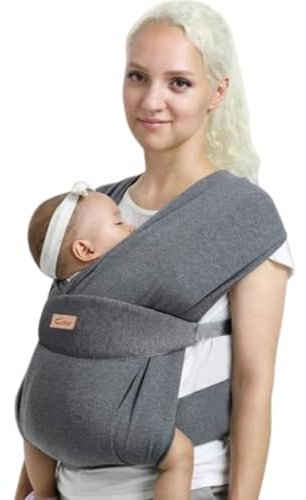 CUBY Baby Wrap Carrier Newborn, Half Buckle Ergonomic Butterfly Back Shape Baby Sling Carrier Adjustable Head Neck Support Kangaroo Front Backpack with Head Cover Toddler Newborn Sling Up to 35LBS