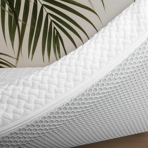 Cubrecolchon Topper 100% Viscoelastico | 90 x 200cm | Grosor 6CM | Fabricado en España | Libera Presion Cervical y Lumbar | Tratamiento Bambu | Anti-alergenico | Transpirable