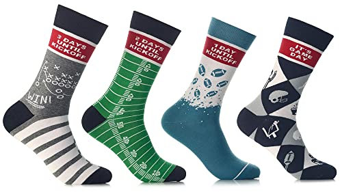 40YARDS American Football Countdown Socken zum Game Day [4 Paar Socken] - Unisex, One Size (Einheitsgröße: 37-46)