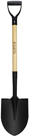 KOLEIYA 41 Inch Round Point Shovel for Digging,Heavy Duty Garden Shovel with D-Handle,Wooden Handle,Ideal for Gardening,Landscaping,Beach,and Snow Removal
