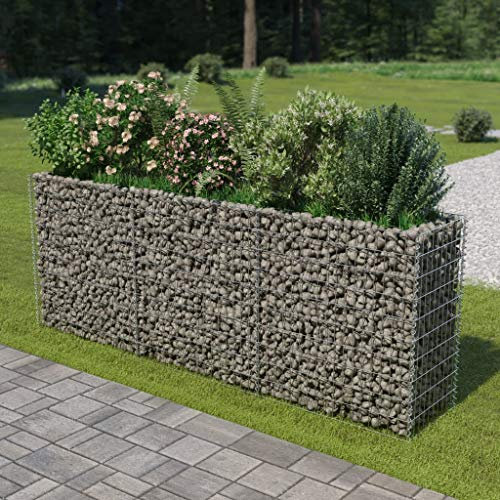 Leepesx Gabionen-Hochbeet, Hochbeet Balkon, Hochbeete Für Garten, Kräuterbeet, Kräuterspirale, Pflanzkübel, Pflanzkasten, Erdbeerturm, Kräutertopf, Verzinkter Stahl 270×50×100 cm