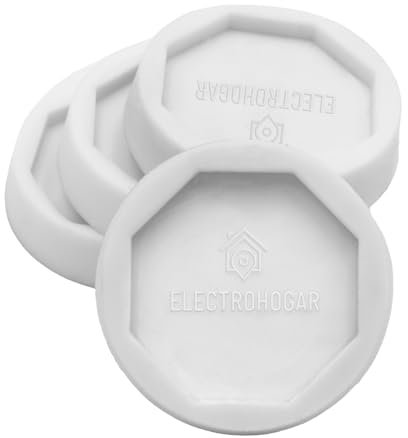 ELECTROHOGAR | Tapis Anti Vibration pour Machine à Laver et Sèche-Linge | 4 Pieds en Caoutchouc Antidérapant | Support Machine à Laver Compatible avec Bosch, Balay, Siemens, AEG. BLANC