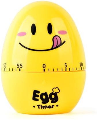 LEZED Eieruhr Lustig Cartoon Küchenwecker Mechanisch Gelb Küche Kurzzeitmesser Küchentimer Zeitmesser Eiförmige Mechanischer Küchenwerkzeug Zeitgeber Eieruhr zum mitkochen 60 Minuten Countdown-Timer