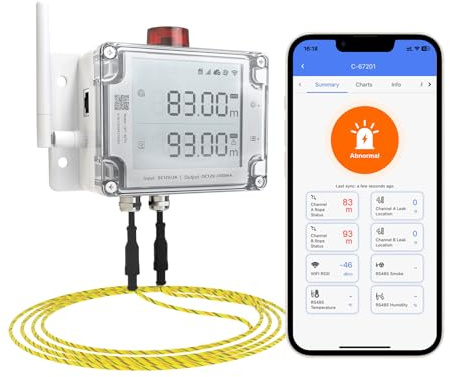 UbiBot Detector de Fugas de Agua WiFi y Ethernet, alertas de Fugas y Goteo, supervisión y Control de Fugas 24/7, visualización de la ubicación de la Fuga en Tiempo Real