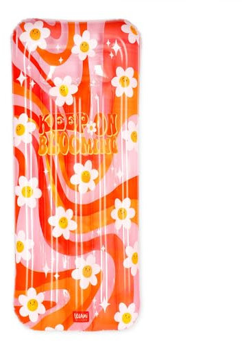 Legami - Materassino Mare Gonfiabile, Materassino Gonfiabile Singolo Rosa, Floreale con Glitter, 2 Camere ad Aria, Include Toppa Autoadesiva per Piccoli Fori, Supporta Fino a 90 Kg, 80 x 175 cm, Daisy
