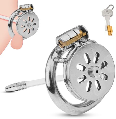 BDSMLOVE Gabbia di castità in acciaio inossidabile con Dilatatore uretrale, chastity cage per Prevenire L'erezione, gabbia di castità per uomo, male pene Cock cage (45 mm)
