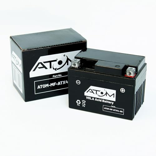ATX4L-BS - Atom Sport Motorcycle Battery Maintenance Free High Cranking Power 12V 4 Ah