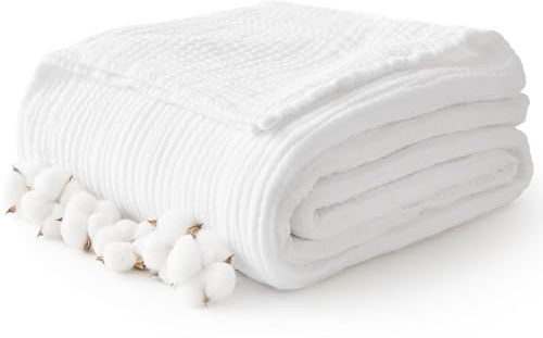 Kozyhvn Manta de Muselina 100% algodón, tamaño King, 108 x 90 Pulgadas, 6 Capas de algodón Transpirable y Ligera para Cama, Colcha Suave, Manta de Gasa para Adultos para Todas Las Estaciones, Color