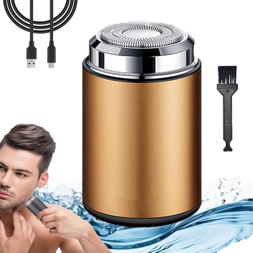 Mini Elektrischer Rasierer, 2025 New Tragbarer Bartschneider im Taschenformat, Kabellos, Wiederaufladbarer USB-wasserdichter Rasierer, Geeignet für Zuhause und Reisen (Gold)