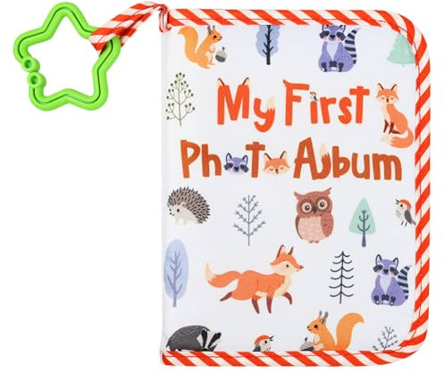 ZUYYON Álbum de fotos para bebé, libro de recuerdos de bebé, libro de fotos de tela suave, álbum de recuerdos de primer año, regalo para recién nacidos y niños, capacidad para fotos de 4 x 6 pulgadas
