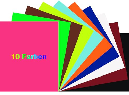 FORBELL Plotterfolie textil, 10 stycken, 30,5 × 25,4 cm textilstryköverföringsfolie (10 stycken (10 färger))