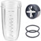 32oz Blender Cup and Blade Replacement Parts Cup and Extractor Blade and 2 Rubber Gaskets Compatible with NutriBullet Blender Cup High-Speed Nutribullet Blade Blender/Mixer System 600W/900W Series