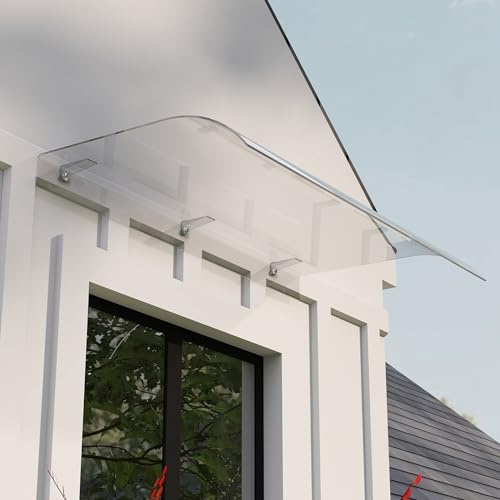 UISEBRT Vordach Überdachung 50 x 80 cm Haustürvordach aus 3.5 mm Transparent Terrassendach Moderne Vordach für Haustür Inkl Montagematerial UV Regen Schneeschutz für Tür Fenster Balkon