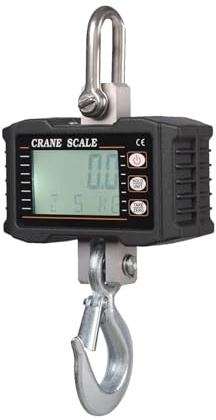 Báscula colgante digital, báscula de grúa portátil de alta resistencia de 1000 kg/2204 lb, báscula de gancho industrial con retroiluminación LCD, cambio de unidad/retención de datos(Black)