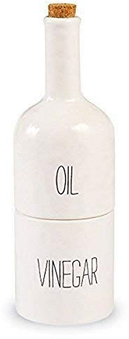 Stacked Oil and Vinegar Decanter Set, White