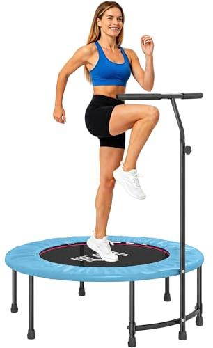 HOMCOM Trampolín de Fitness de 40 Pulgadas, Mini trampolín elástico con Mango Ajustable para Entrenamiento de Ejercicio en Interiores, Color Azul
