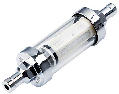 CarBole Filtro del Carburante per Moto,Filtro Benzina in Vetro Cromato,Dimensione Adatto per 5/16(8mm),Elemento Filtrante Sostituibile,Filtro per Gasolio per ATV Dirt Pit Bike Moto Scooter