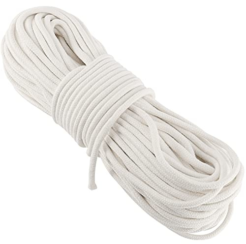 FUNSUEI 328 Feet #8 Sash Cord, 1/4 Inch Cotton Sash Cord, White Sash Cords for Window, Clotheslines, Decoration, Tie Down, Camping