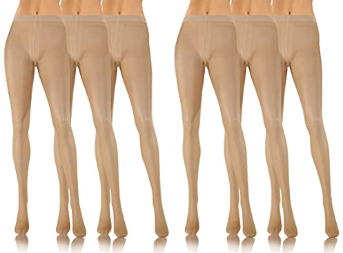 sesto senso fina strumpbyxor dam 20 de 6 par multipack strumpbyxor tunna släta, Sand – ljusbeige, S