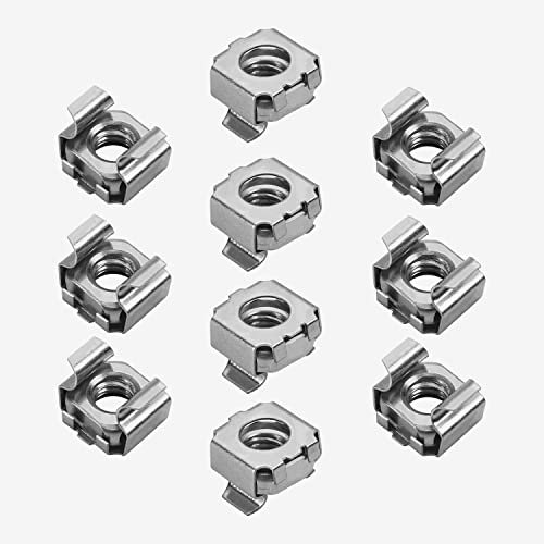 TERF® M5 Cage Nut M5 (5mm) Cage Nut Fit to 0.7mm to 1.6mm Panel and Require Square Hole Size 9.5mm Cage Nuts for Server Equipment Rack Mount Data Networking Shelve Cabinet Electric Panel - Pack of 10