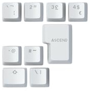 Glorious Gaming 9x ABS Doubleshot Keycaps V2 (UK English Expansion Set) - Dual Moulded Design, Guaranteed to Never Fade, RGB Friendly with Clear Legends, Fits MX-Style Stems, UK English Layout - White