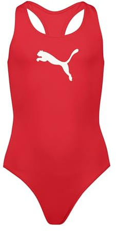PUMA Racerback Swimsuit Traje de baño, Rojo (Red), 152 Niñas