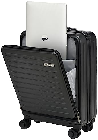 TydeCkare 20 Handgepäck mit Laptopfach, 55x40x20cm, Airline Kompatibel, 34L Hartschalenkoffer Klein, Leicht, 4 Rollen, TSA Schloss, Schwarz