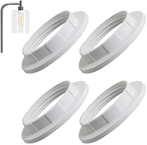 4PCS Metal Lamp Holder, E14 Plastic Screw Bulbs Lamp Shade Reducer Ring, Retainer Lamp Rings for Light Fixture, Plastic Lampshade Fitting Washer Adapter Ring (28MM, White)