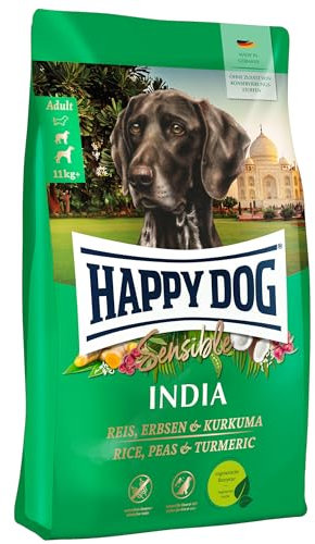 Happy Dog Sensible India - M - Trockenfutter, Hundefutter - Geschmacksrichtung Reis, Erbsen & Kurkuma - 10kg