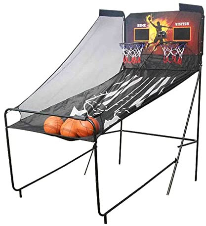 Basketboll arkadspel, dubbel elektronisk ringbild – 8 spellägen, inomhusbasket för hemmet – inkluderar 4 basketbollar