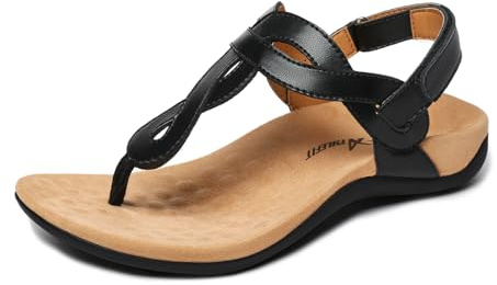 Athlefit Women's Orthopedic Arch Support Sandals Comfortable Thong T-Strap Orthotic Casual Flat Sandals