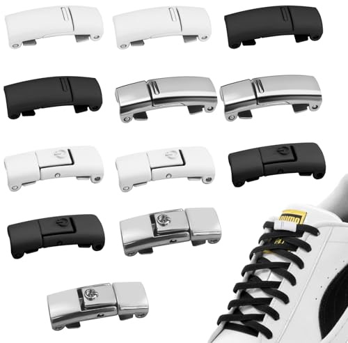 HavaCue 12 Stück Schnürsenkel Magnet/Schnalle 3 Farben Schnürsenkel Schnellverschluss, Erwachsener Schnürsenkels Verschluss, Schnellverschluss für Sneaker Freizeitschuhe