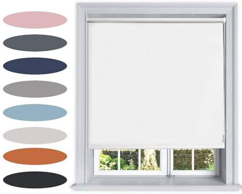 Lister Cartwright Blackout Plain Roller Blinds Windows Blind Easy Fit Child Safety Included (White, 60 cm Width x 160 cm Drop)