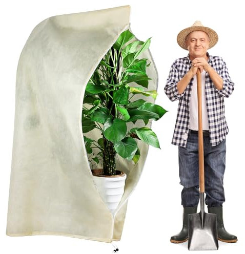 Vegamall 120 * 180cm Pflanzenfrost Schutzhülle Wnterschutz für Pflanzen Wiederverwendbar Frostschutz Pflanzen Haube Chutzhaube Reißverschluss und Kordelzug für den Garten Winterschutz