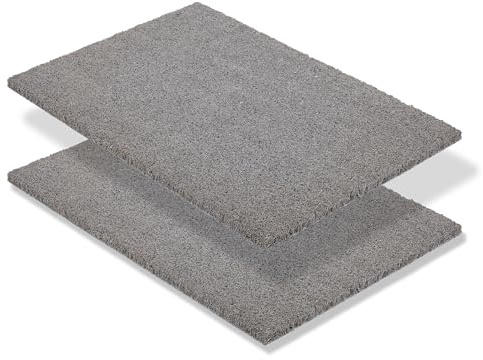 Carpido rutschfeste Kokosmatte - 2er Set 40 x 60 cm Grau - nachhaltige Naturfaser für den überdachten Außenbereich - 100% Kokos Fußmatte - Türmatte Eingang