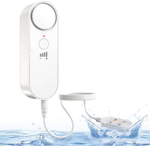 DAYTECH Wassermelder, 100dB Wasserwarner Wassersensor Alarm Wassermelder Wasseralarm Melder Batteriebetrieben für Keller Badezimmer, Waschküche, Küchen 1Pack (Batterien enthalten)