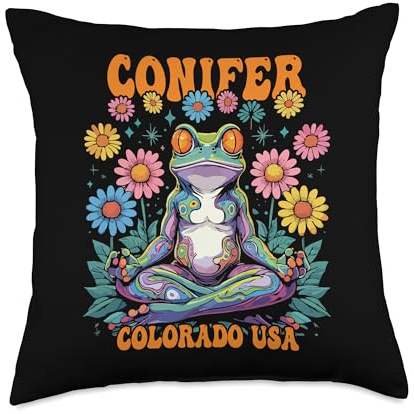 Conifer Colorado USA Frog Chill Zen Design Throw Pillow