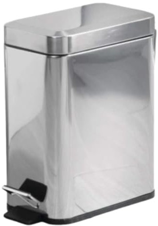 Rectangular Pedal Bin – Small Rubbish Bin With Soft Closing Lid, Office Bin With Capacity, Stainless Steel Waste Paper Bin, Slim Recycling Bin, Silver(10L)