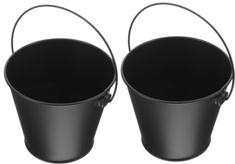 CIYODO 2 Pièces Récupérateur De Graisse pour Barbecue Noir en Tôle Résistant À La Chaleur Seau Collecteur D'huile pour Poêle À Frire Cuisine Facile À Nettoyer