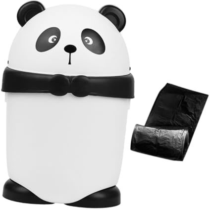 Garneck Poubelle Panda Mignonne Design Rond et Pratique avec Couvercle Rabattable en Pp Corbeille à Déchets Élégante et Fonctionnelle pour Chambre et Salon