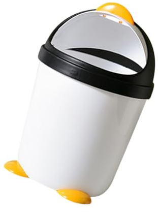 Housoutil Bote de Basura Pingüino Tapa Abatible de PP para Oficina Infantil