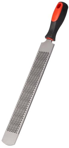 Wiogence Rascador de pezuñas de doble cara, 250 mm, de acero al carbono con mango de goma, cabeza redonda, herramienta de raspador de pezuñas para caballos, cabras, vacas, pezuñas de animales (gris
