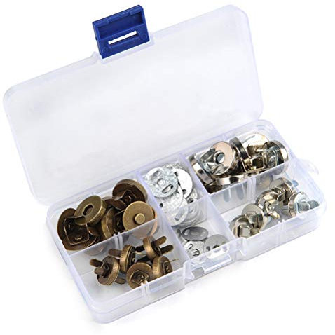 TIMESETL 20er Magnetische Knopf DIY Magnetverschluss Ø18mm und Ø14mm Magnetknopf Magnet Knopfverschluss für Mäntel, Jacken, Windbreaker, Jeans, Gepäck und anderes Bekleidungszubehör in Silber Bronze