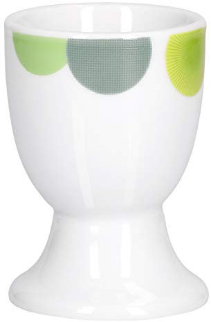 VAN WELL Rondo Coquetier Rond avec gobelet Ø 5 cm Support à œufs Haut Egg Cup Rétro Jaune Rétro élégant Harnais de Porcelaine.