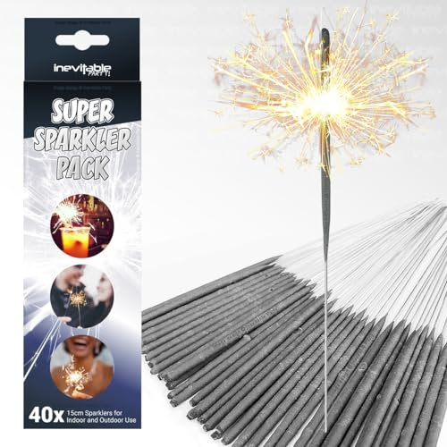Sparklers XYZ 15cm (6) Hand-held Sparklers, 40 Pack, Gold, Adult, Perfect for Parties & Celebrations, CAT F1 - Low Risk