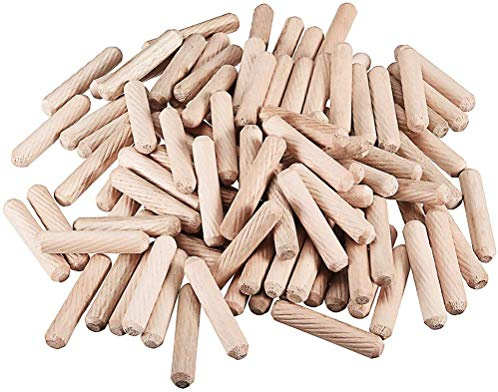 TERF® 200 Pcs Wooden Dowel Pins 8mm X 40mm Wood Dowels Solid Hard Wood Dried Fluted Beveled Hardwood Rods Furniture for Professional Carpenters DIY and Craft Projects
