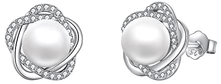 Orecchini di Perle per le Donne Orecchini in Argento Sterling 925 Con Perle D'acqua Dolce Gioielli Ipoallergenici Regalo per le Donne Moglie Mamma