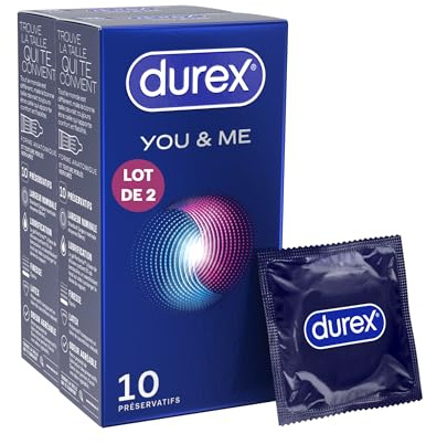 Durex YOU & ME - 20 Préservatifs - Retardant et Stimulant - Lot de 2 x 10 pièces